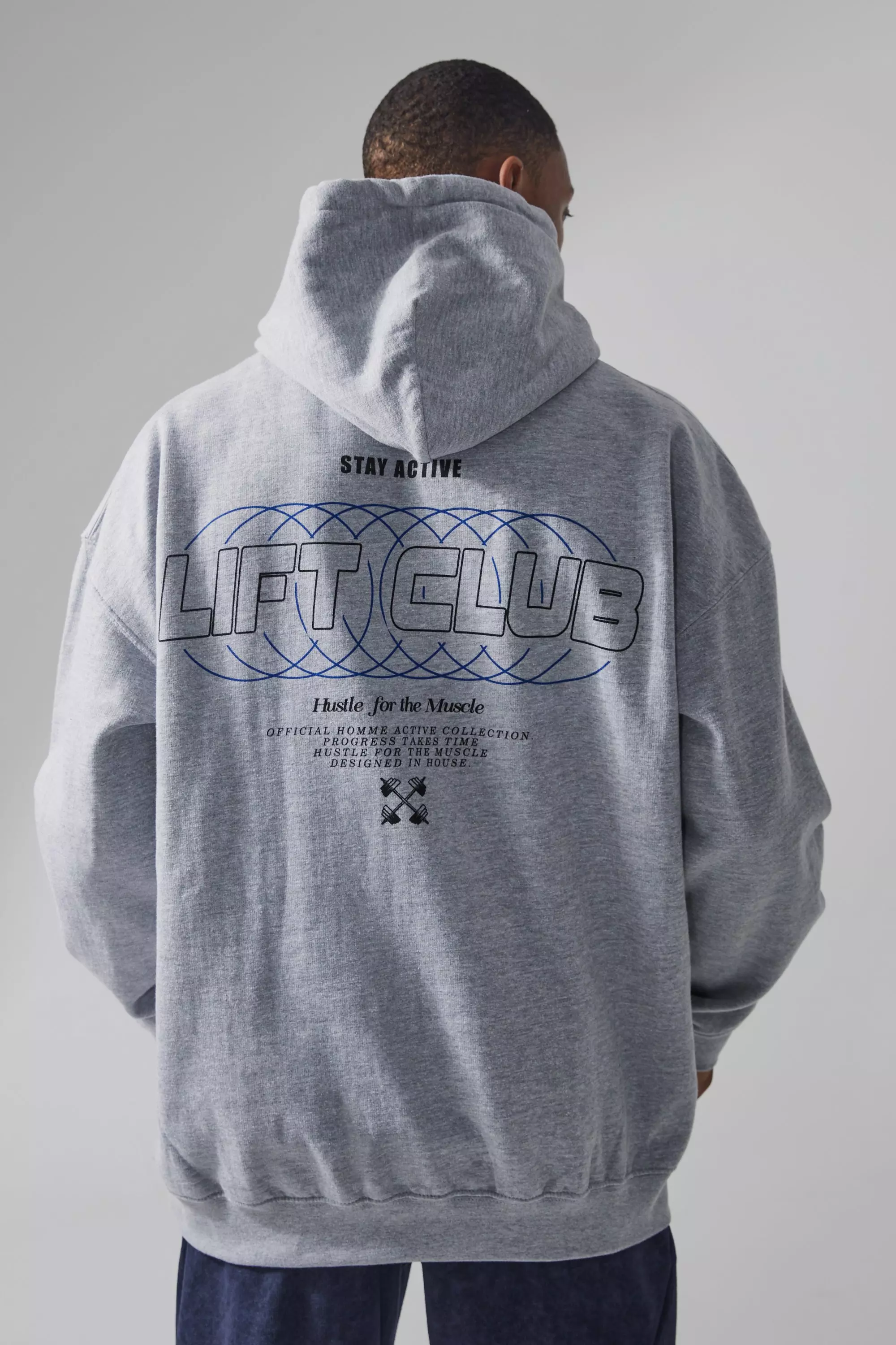 Man Active Lift Club Hustle Hoodie boohooMAN